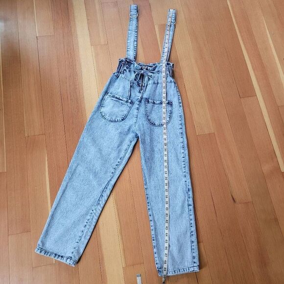 Vintage overalls light wash bow detail preppy gorpcore cottage boho - Picture 5 of 9